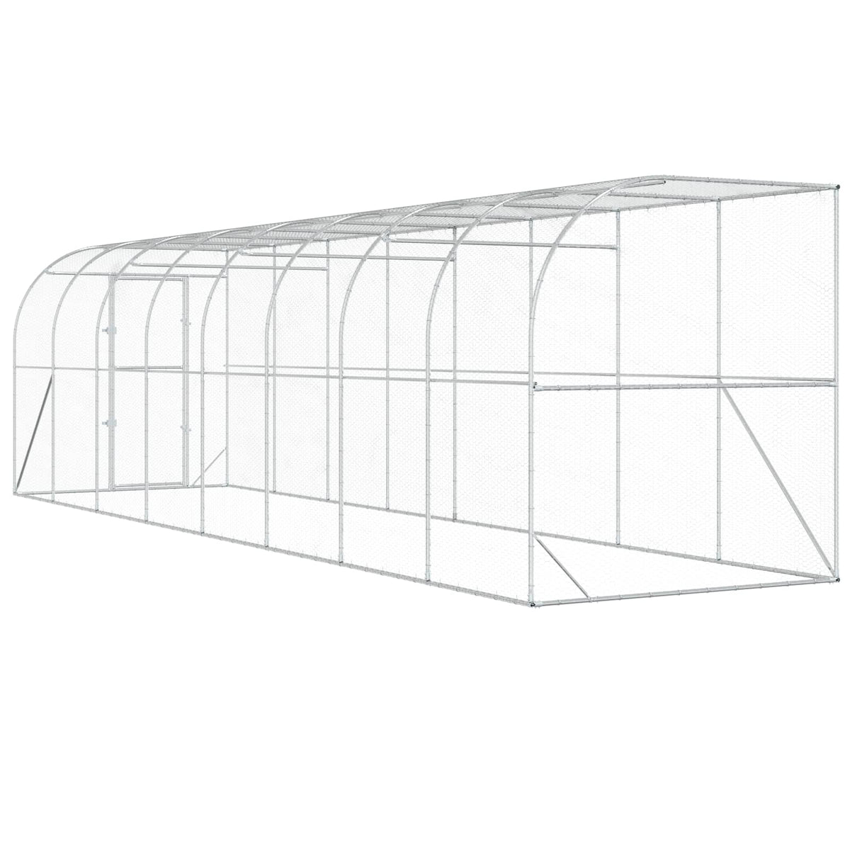 vidaXL Against Wall Chicken Coop Silver 800 x 200 x 215 cm