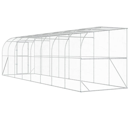 vidaXL Against Wall Chicken Coop Silver 800 x 200 x 215 cm