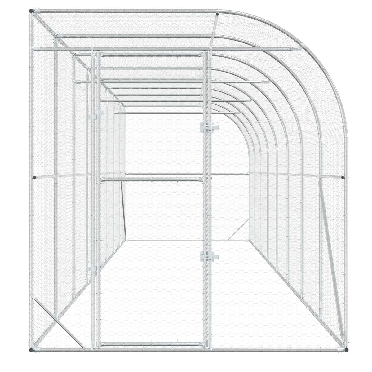 vidaXL Against Wall Chicken Coop Silver 800 x 200 x 215 cm