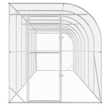 vidaXL Against Wall Chicken Coop Silver 800 x 200 x 215 cm