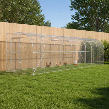 vidaXL Against Wall Chicken Coop Silver 1000 x 200 x 215 cm