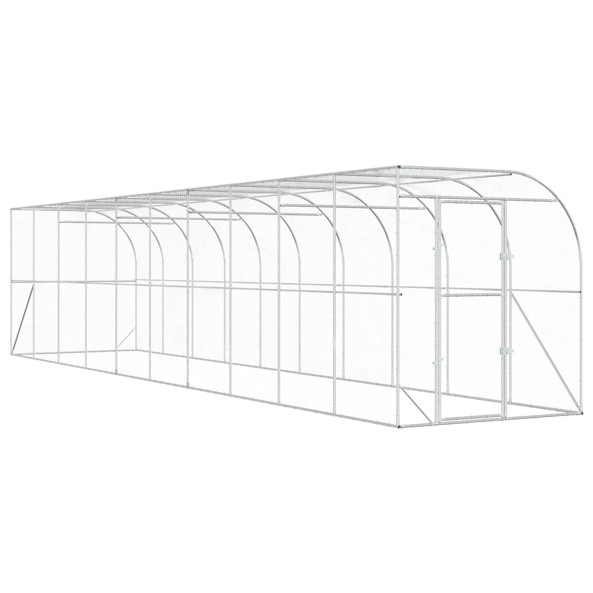 vidaXL Against Wall Chicken Coop Silver 1000 x 200 x 215 cm