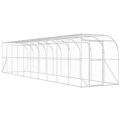 vidaXL Against Wall Chicken Coop Silver 1000 x 200 x 215 cm