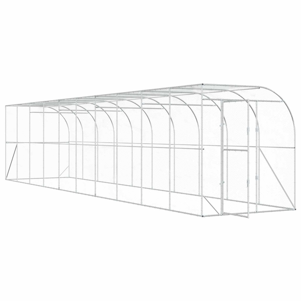 vidaXL Against Wall Chicken Coop Silver 1000 x 200 x 215 cm