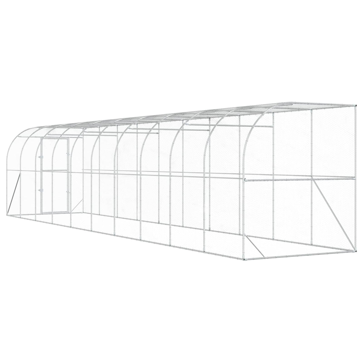 vidaXL Against Wall Chicken Coop Silver 1000 x 200 x 215 cm