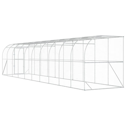 vidaXL Against Wall Chicken Coop Silver 1000 x 200 x 215 cm