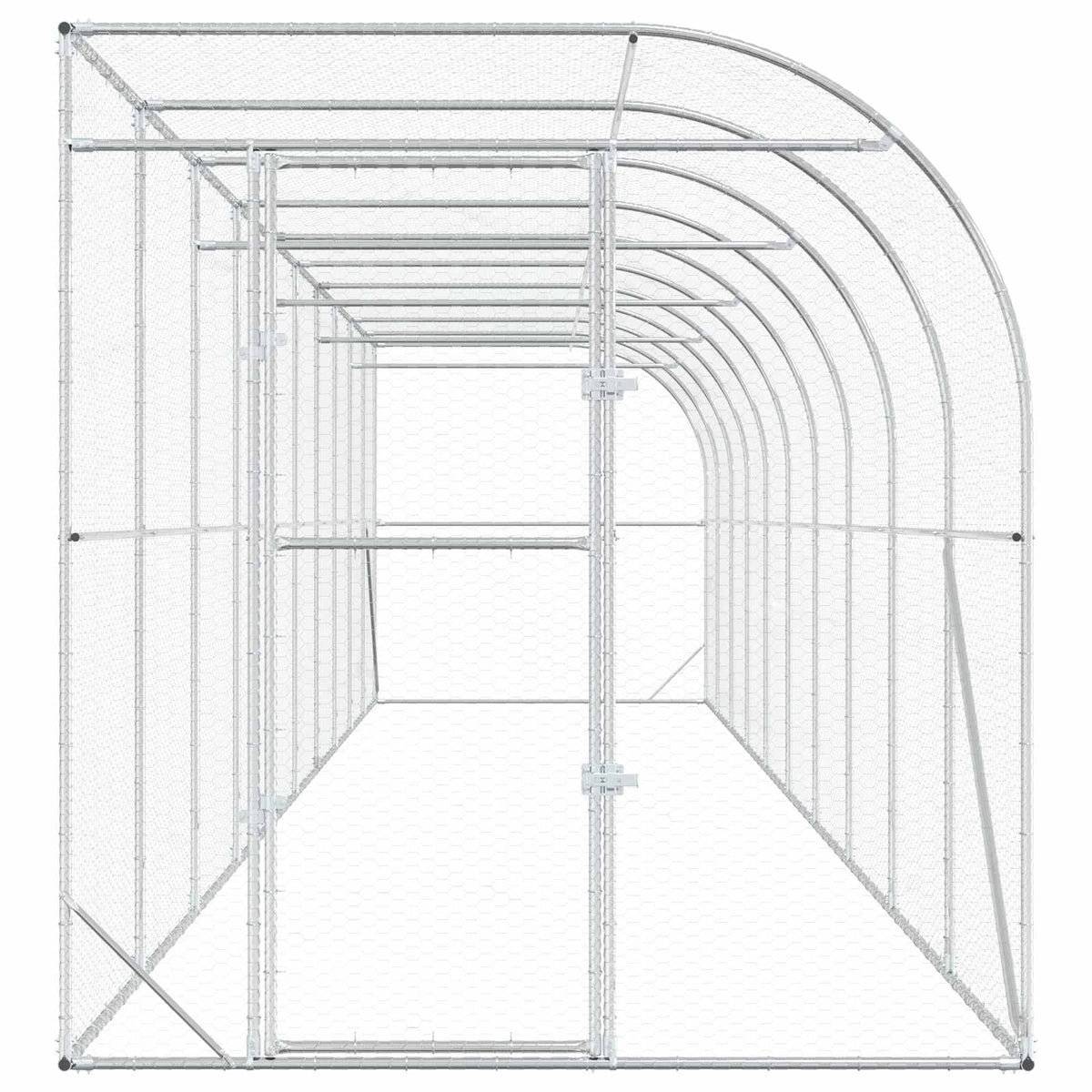 vidaXL Against Wall Chicken Coop Silver 1000 x 200 x 215 cm