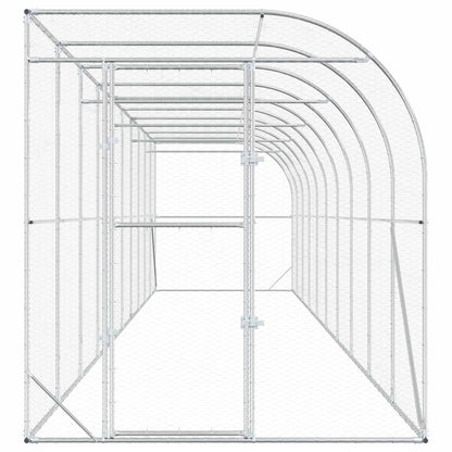 vidaXL Against Wall Chicken Coop Silver 1000 x 200 x 215 cm