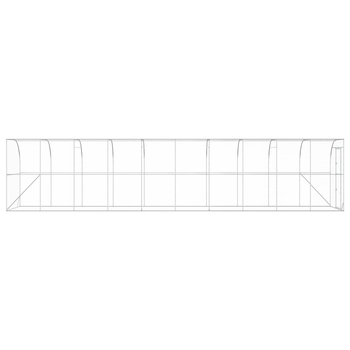 vidaXL Against Wall Chicken Coop Silver 1000 x 200 x 215 cm