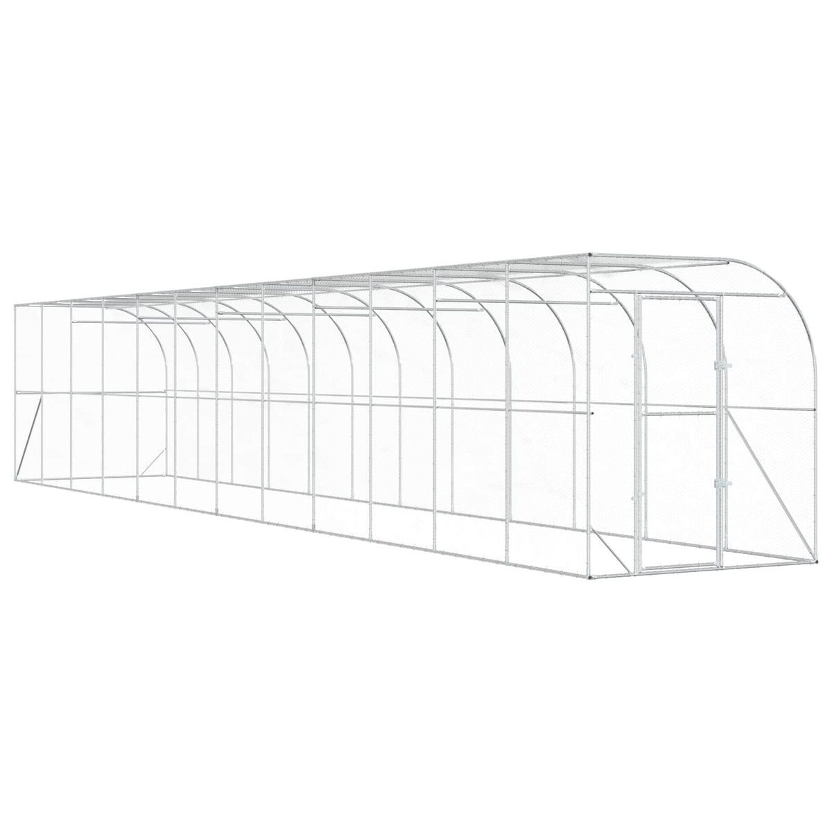 vidaXL Against Wall Chicken Coop Silver 1200 x 200 x 215 cm