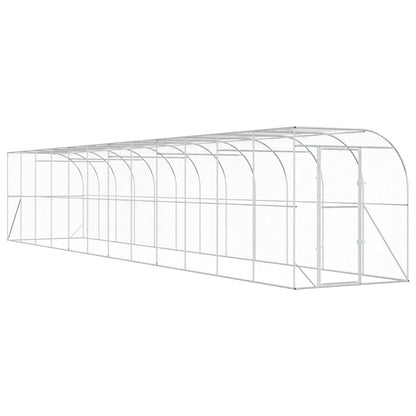 vidaXL Against Wall Chicken Coop Silver 1200 x 200 x 215 cm