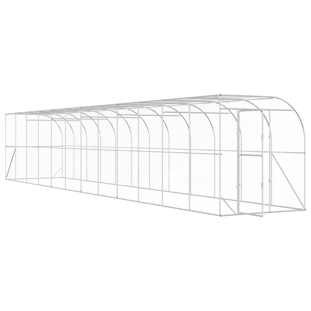vidaXL Against Wall Chicken Coop Silver 1200 x 200 x 215 cm