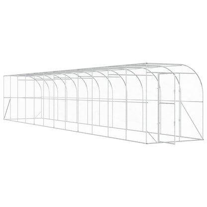 vidaXL Against Wall Chicken Coop Silver 1200 x 200 x 215 cm