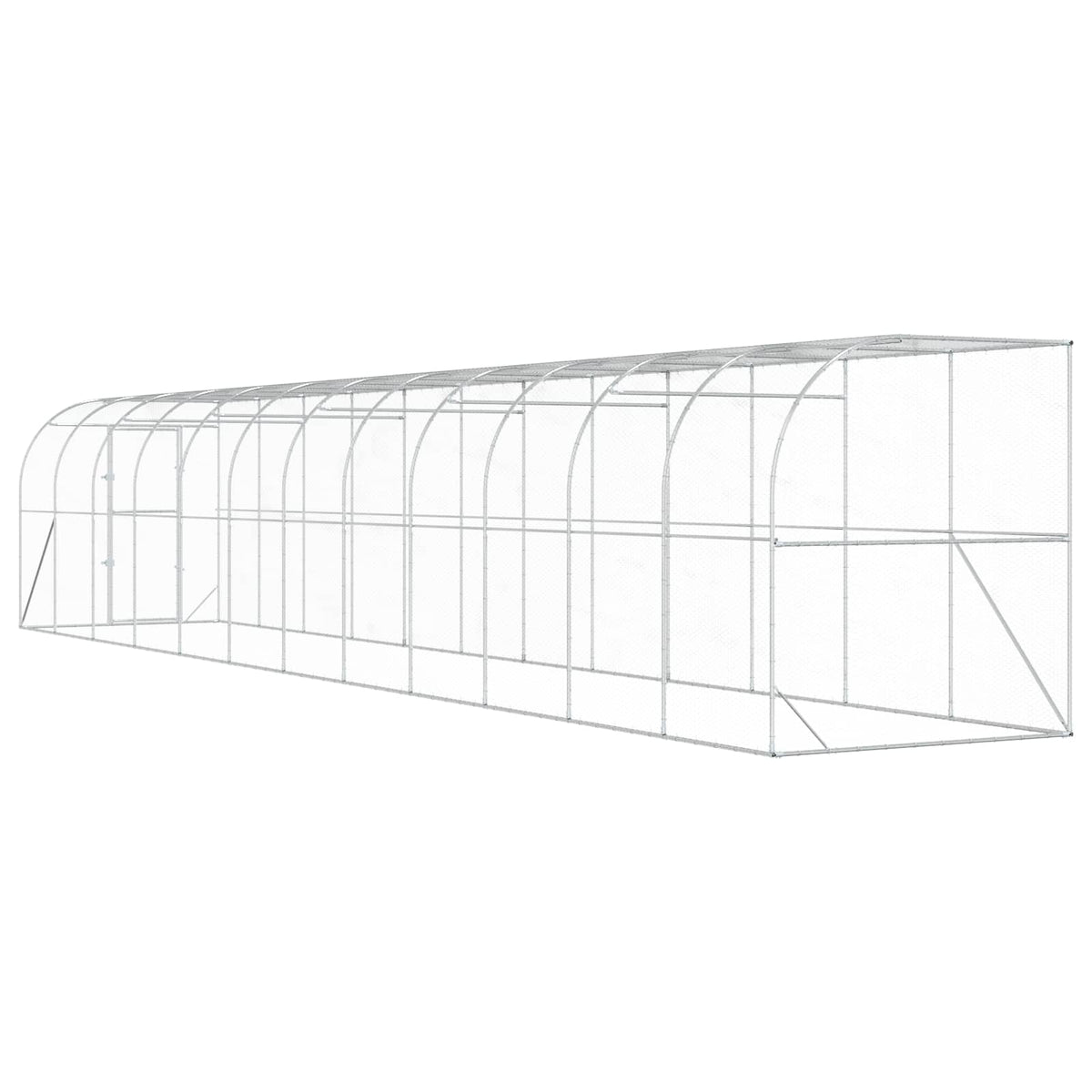 vidaXL Against Wall Chicken Coop Silver 1200 x 200 x 215 cm