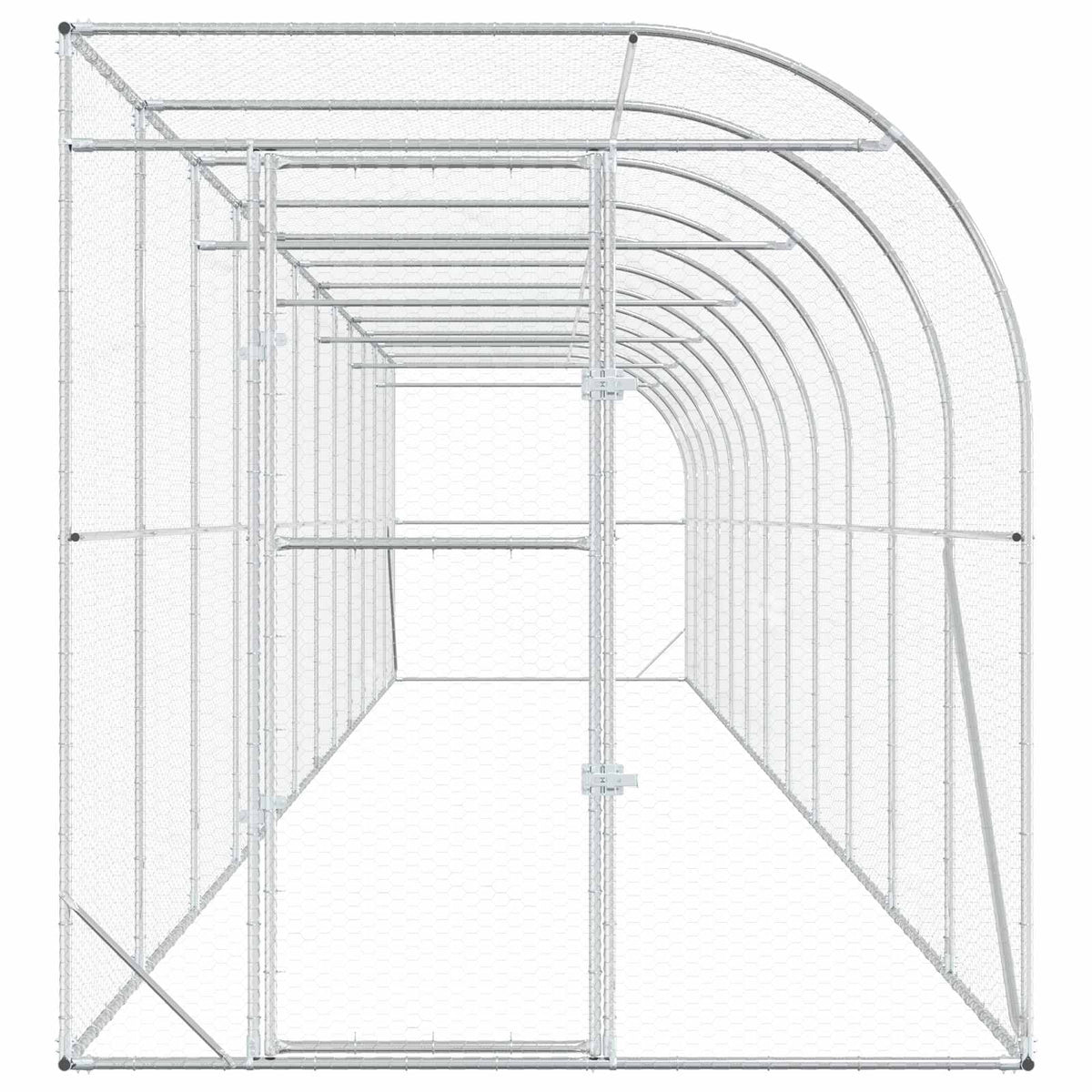 vidaXL Against Wall Chicken Coop Silver 1200 x 200 x 215 cm