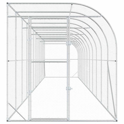 vidaXL Against Wall Chicken Coop Silver 1200 x 200 x 215 cm