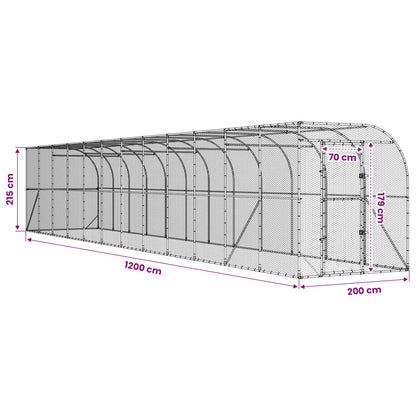 vidaXL Against Wall Chicken Coop Silver 1200 x 200 x 215 cm