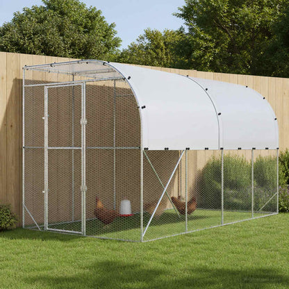 vidaXL Against Wall Chicken Coop Silver 400 x 200 x 215 cm