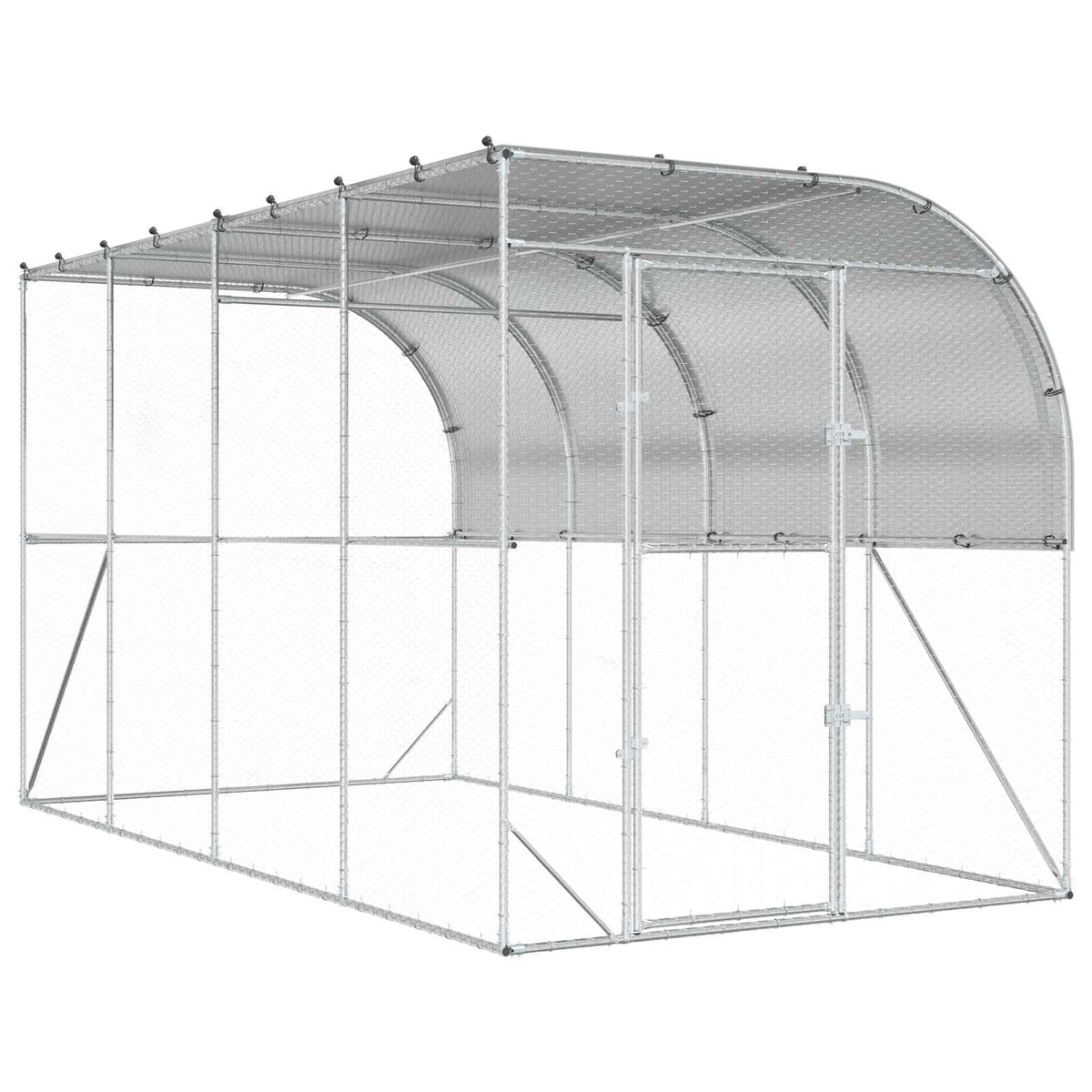 vidaXL Against Wall Chicken Coop Silver 400 x 200 x 215 cm