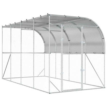 vidaXL Against Wall Chicken Coop Silver 400 x 200 x 215 cm