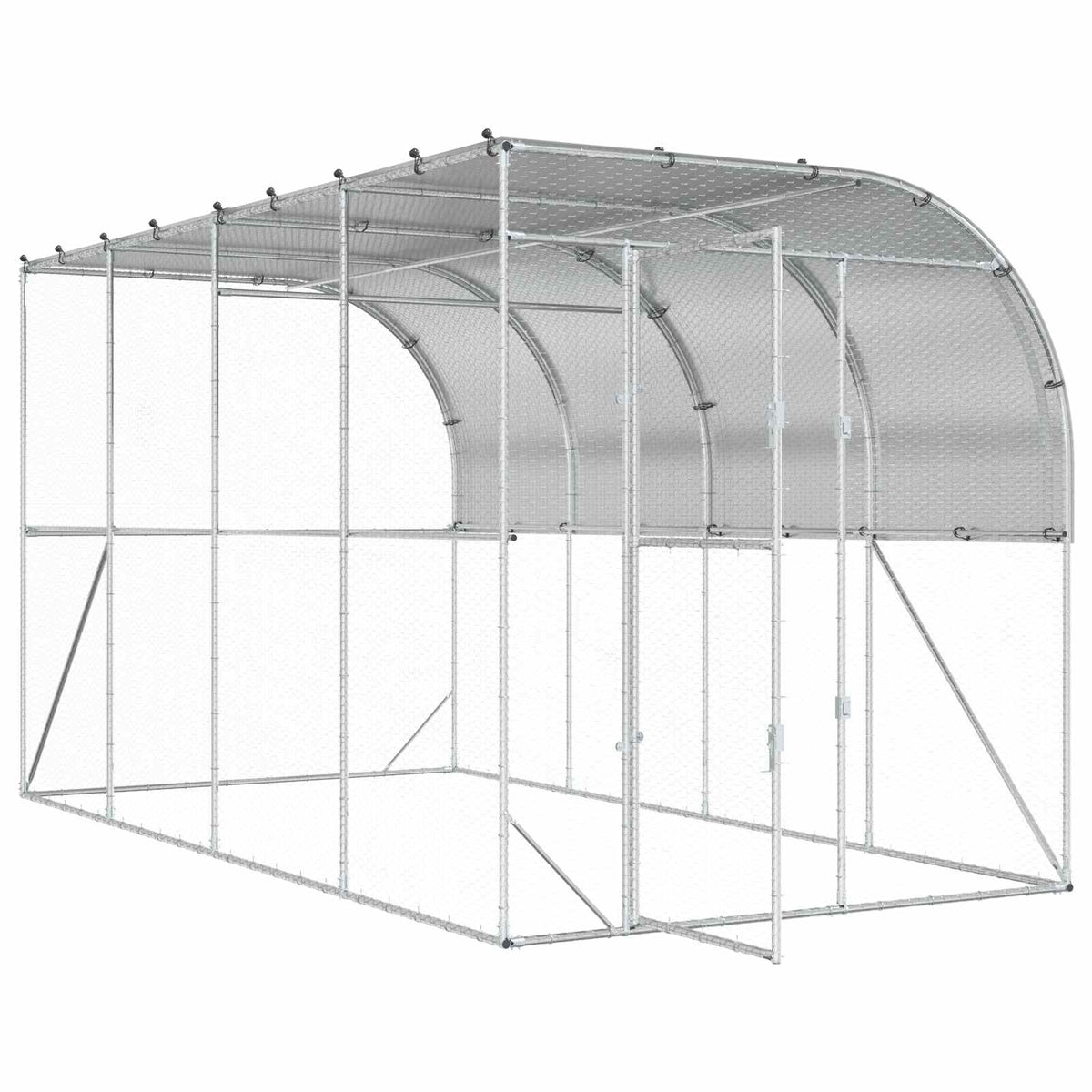 vidaXL Against Wall Chicken Coop Silver 400 x 200 x 215 cm