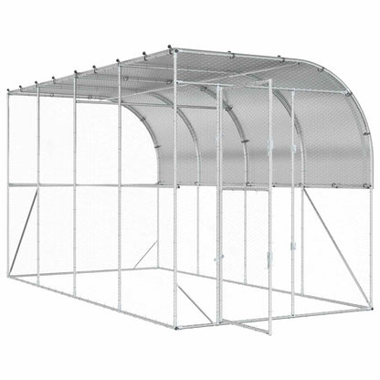 vidaXL Against Wall Chicken Coop Silver 400 x 200 x 215 cm
