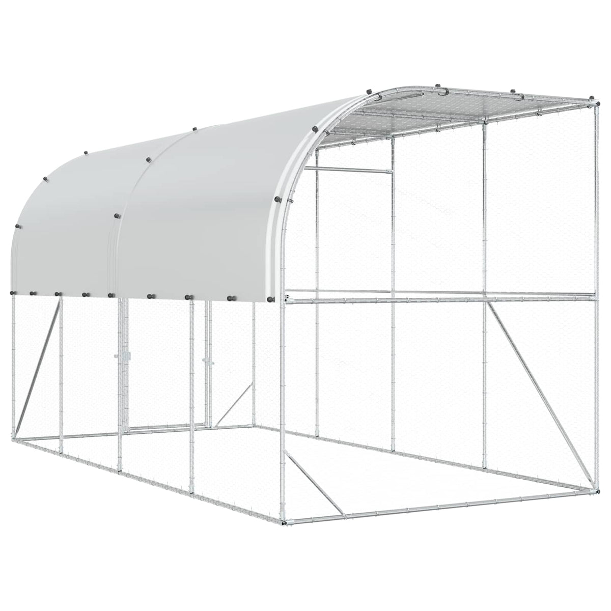 vidaXL Against Wall Chicken Coop Silver 400 x 200 x 215 cm