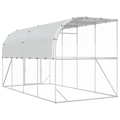 vidaXL Against Wall Chicken Coop Silver 400 x 200 x 215 cm