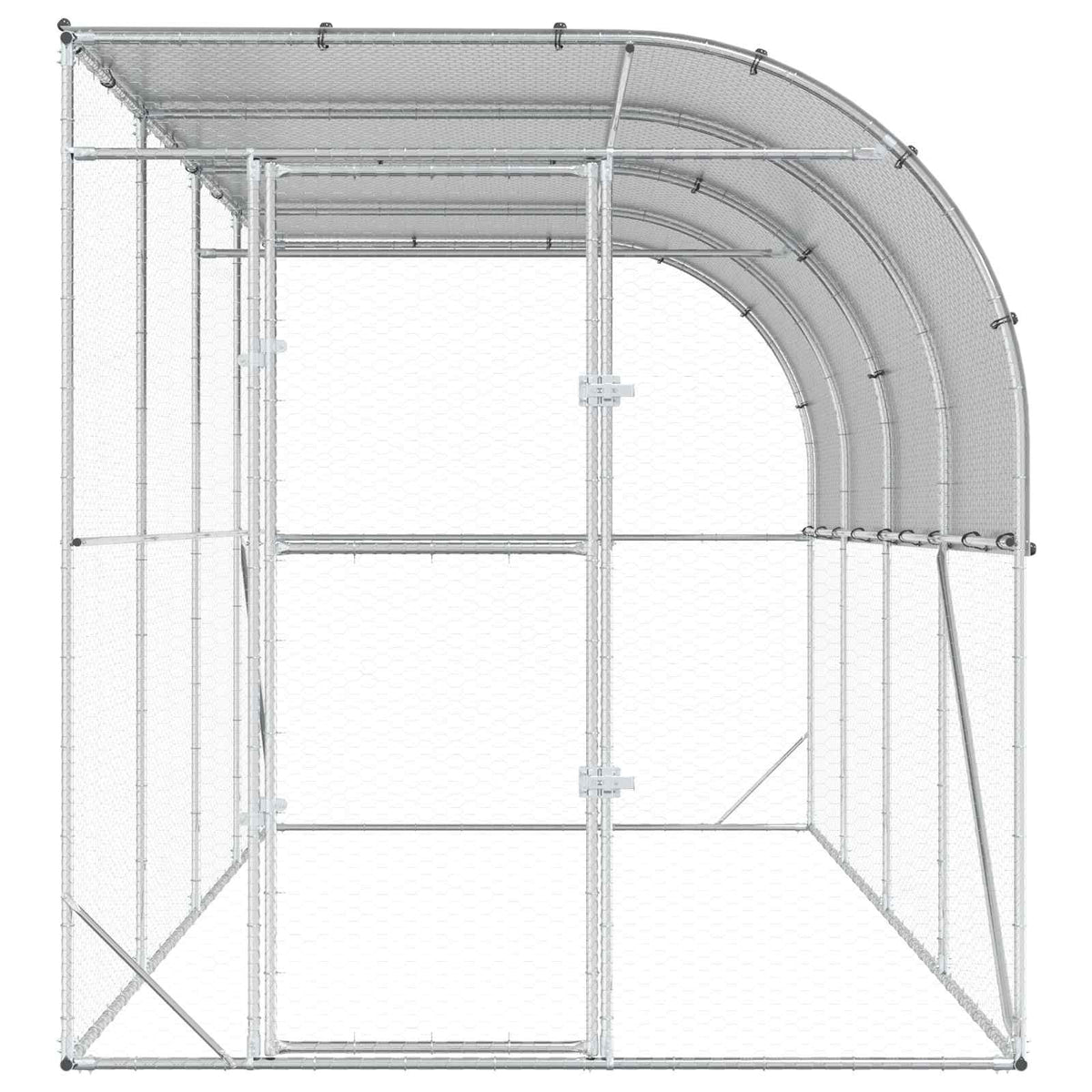 vidaXL Against Wall Chicken Coop Silver 400 x 200 x 215 cm