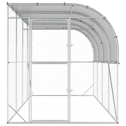 vidaXL Against Wall Chicken Coop Silver 400 x 200 x 215 cm
