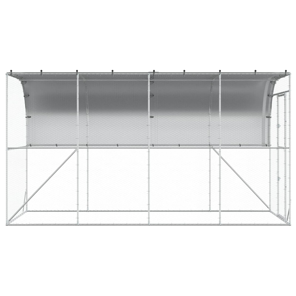 vidaXL Against Wall Chicken Coop Silver 400 x 200 x 215 cm