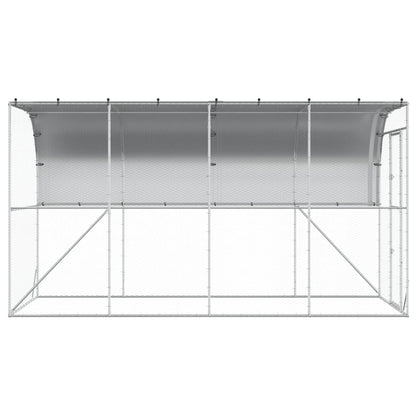 vidaXL Against Wall Chicken Coop Silver 400 x 200 x 215 cm