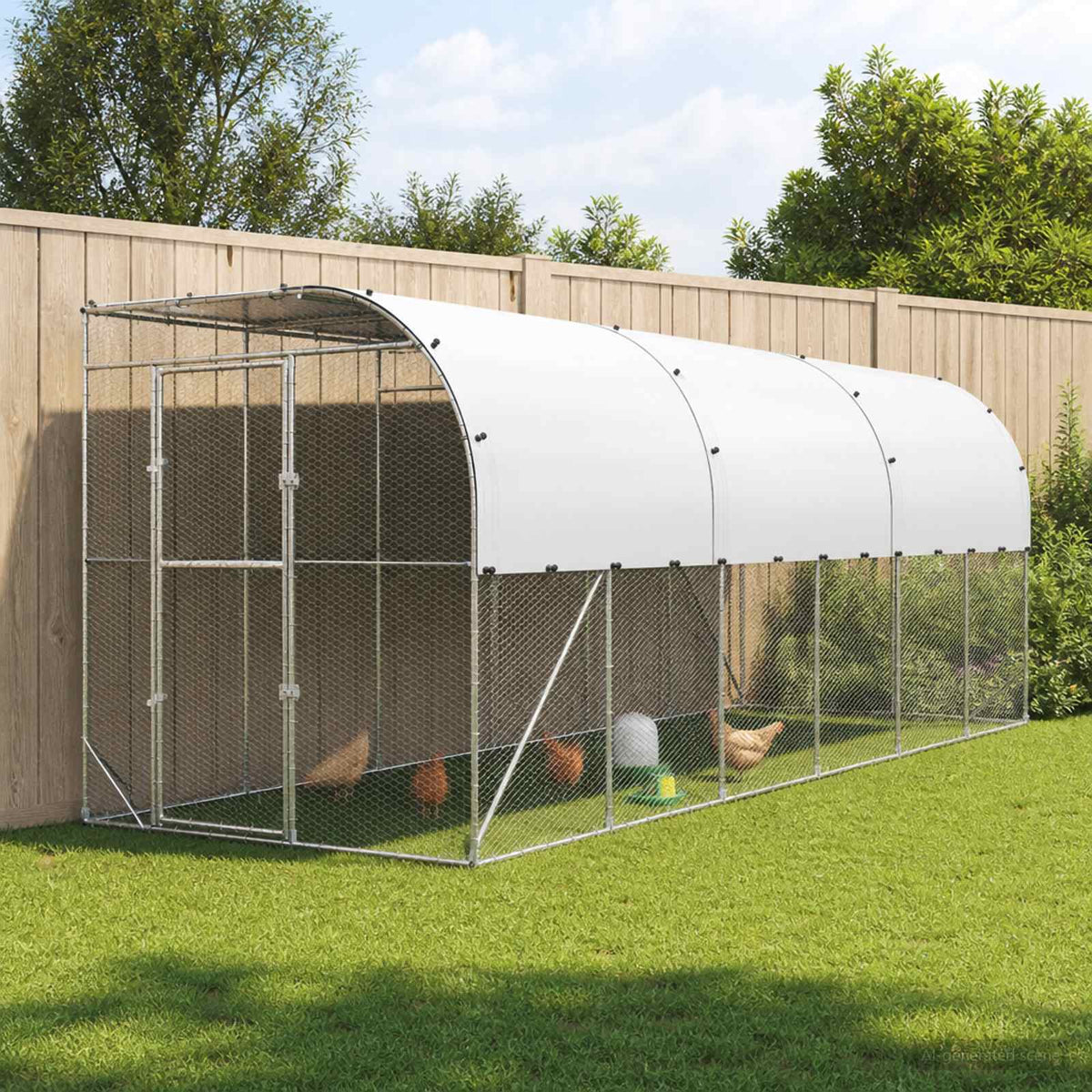 vidaXL Against Wall Chicken Coop Silver 600 x 200 x 215 cm