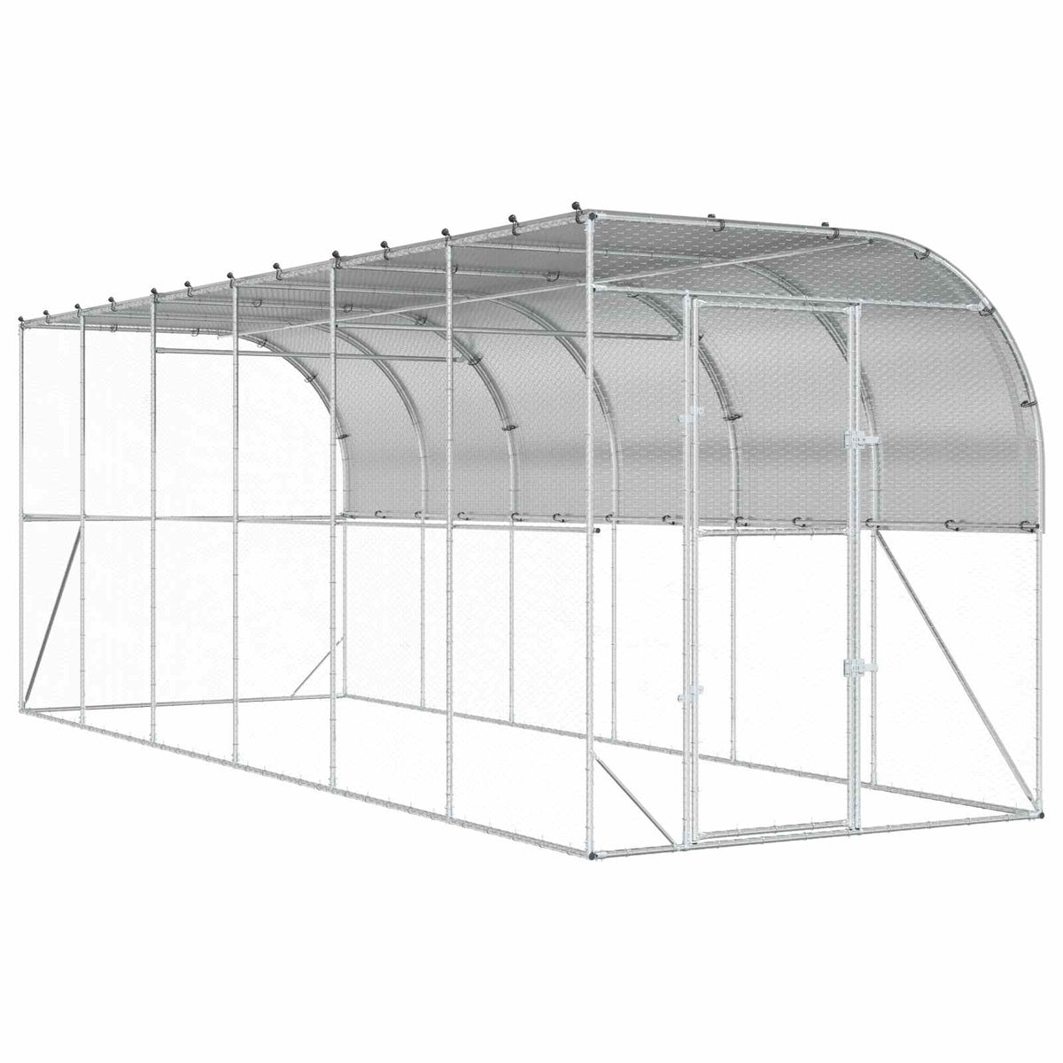 vidaXL Against Wall Chicken Coop Silver 600 x 200 x 215 cm