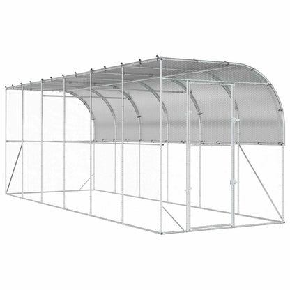vidaXL Against Wall Chicken Coop Silver 600 x 200 x 215 cm