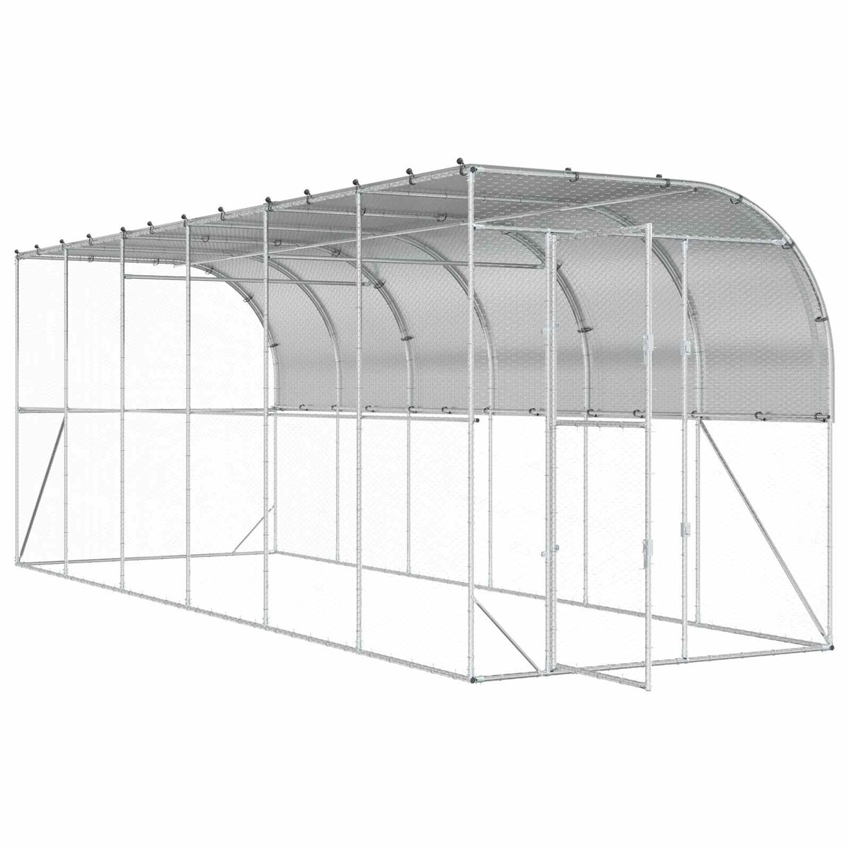 vidaXL Against Wall Chicken Coop Silver 600 x 200 x 215 cm