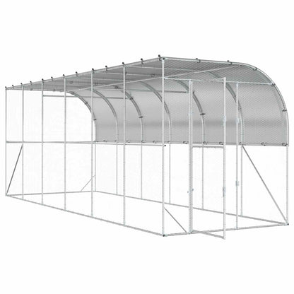 vidaXL Against Wall Chicken Coop Silver 600 x 200 x 215 cm