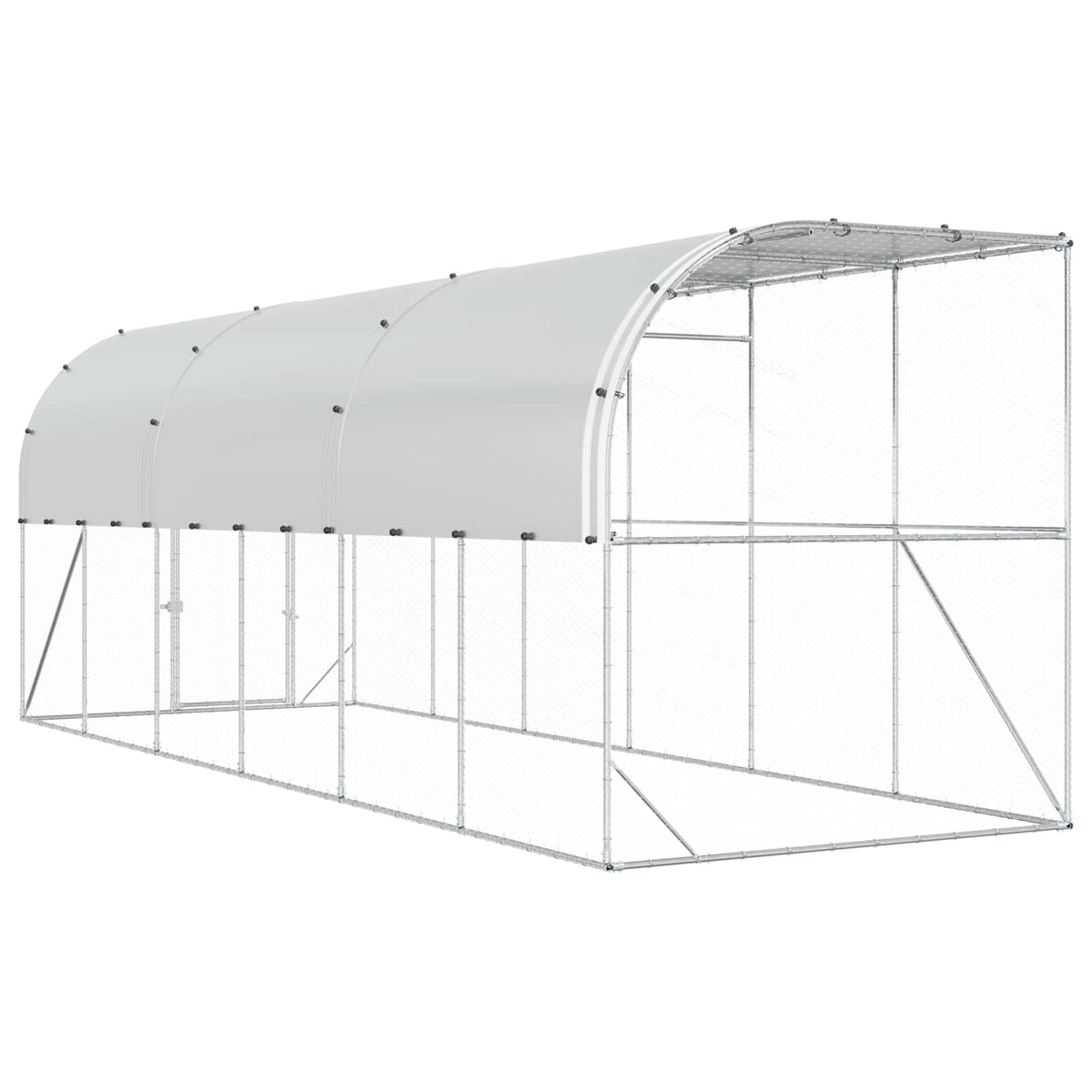 vidaXL Against Wall Chicken Coop Silver 600 x 200 x 215 cm