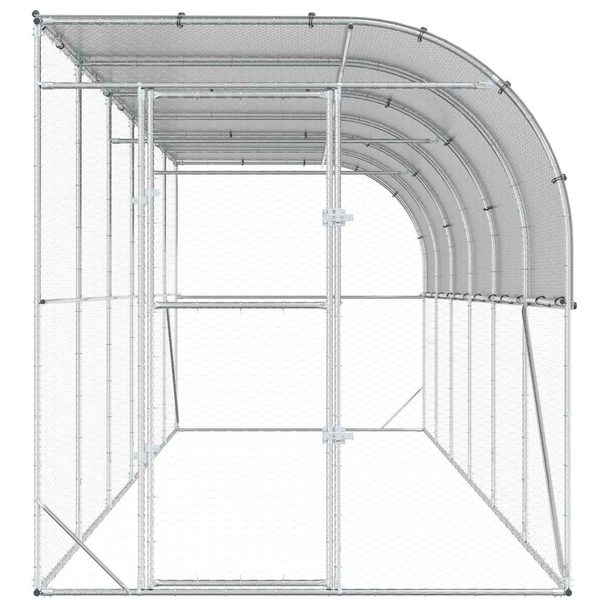 vidaXL Against Wall Chicken Coop Silver 600 x 200 x 215 cm