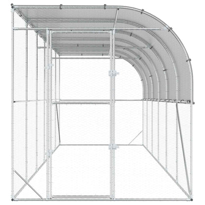 vidaXL Against Wall Chicken Coop Silver 600 x 200 x 215 cm