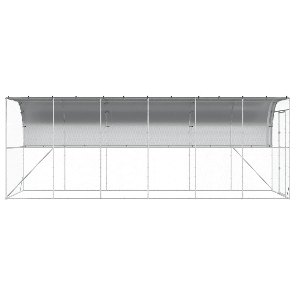 vidaXL Against Wall Chicken Coop Silver 600 x 200 x 215 cm