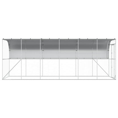 vidaXL Against Wall Chicken Coop Silver 600 x 200 x 215 cm