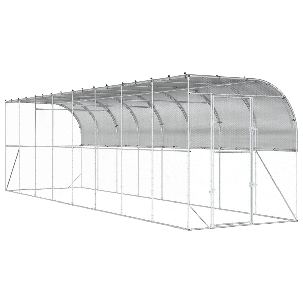 vidaXL Against Wall Chicken Coop Silver 800 x 200 x 215 cm