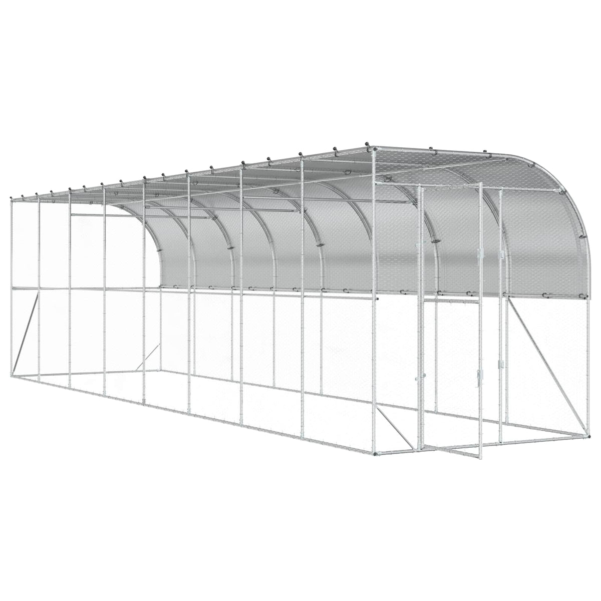 vidaXL Against Wall Chicken Coop Silver 800 x 200 x 215 cm