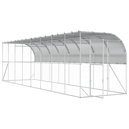 vidaXL Against Wall Chicken Coop Silver 800 x 200 x 215 cm