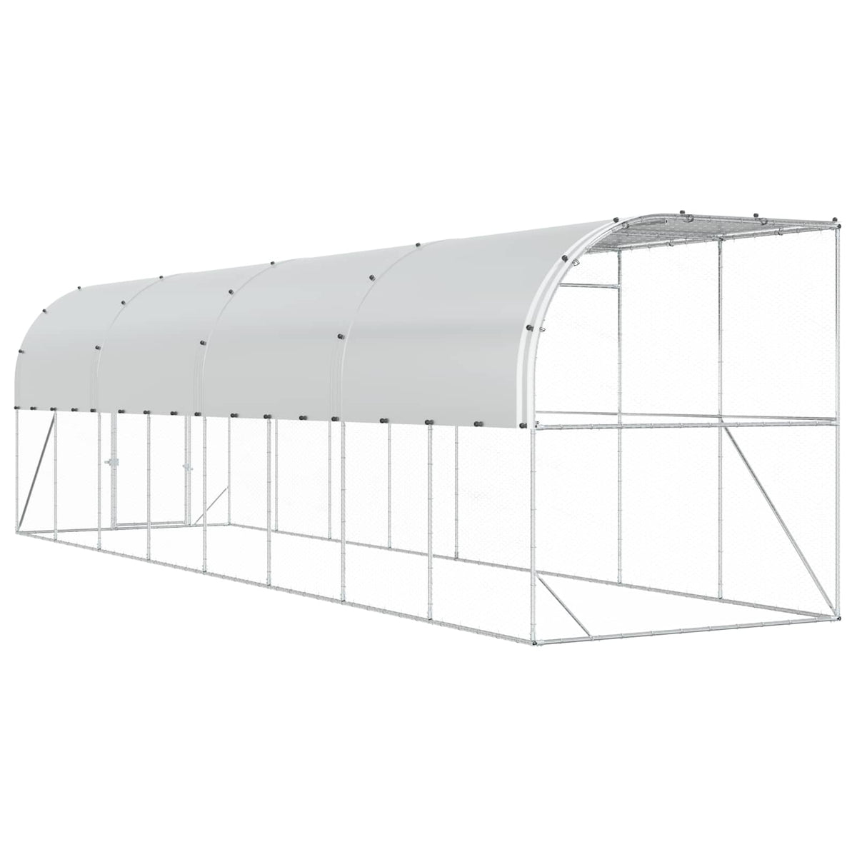 vidaXL Against Wall Chicken Coop Silver 800 x 200 x 215 cm