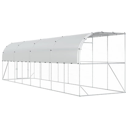 vidaXL Against Wall Chicken Coop Silver 800 x 200 x 215 cm