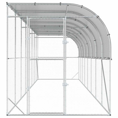 vidaXL Against Wall Chicken Coop Silver 800 x 200 x 215 cm