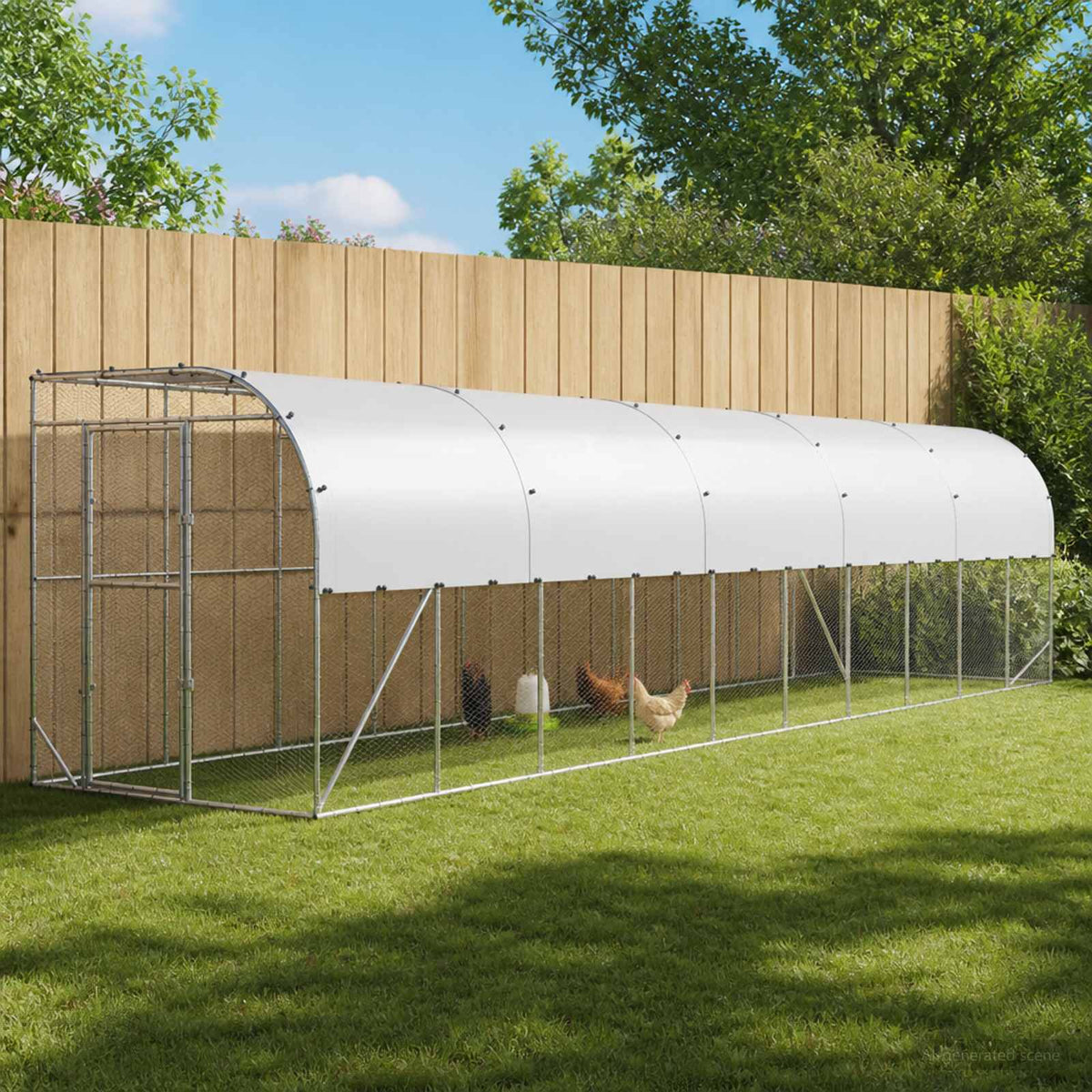 vidaXL Against Wall Chicken Coop Silver 1000 x 200 x 215 cm