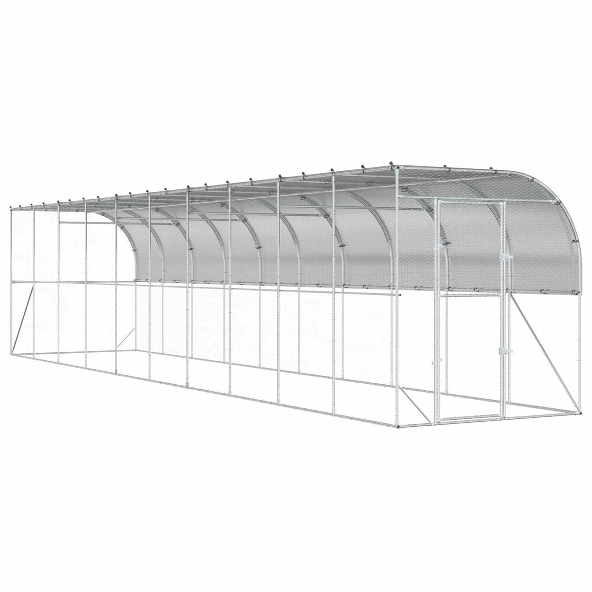 vidaXL Against Wall Chicken Coop Silver 1000 x 200 x 215 cm